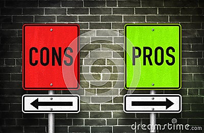 Pros versus Cons Stock Photo