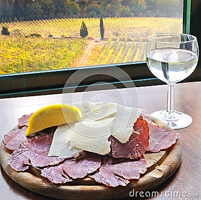 Prosciutto crudo and parmesan in Tuscany Stock Photo