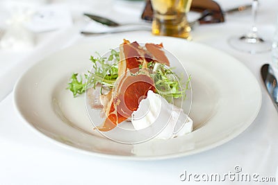 Prosciutto and Poached Egg Stock Photo