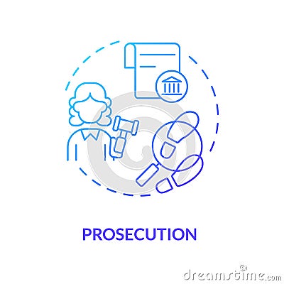 Prosecution blue gradient concept icon Vector Illustration