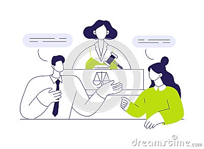 Prosecution of cases in courts abstract concept vector illustration. Vector Illustration