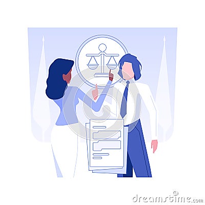 Prosecution of cases in courts isolated concept vector illustration. Vector Illustration