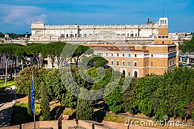 Prosecutor General office in Casa Madre dei Mutilati and Palazzo di Giustizia - Justice Palace at Tiber embankment in Rome, Italy Editorial Stock Photo