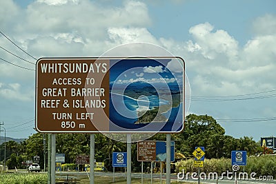 Advertising Sign For Directions To Whitsundays Editorial Stock Photo