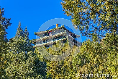 Prospect Hill Pagoda Jingshan Park Beijing China Stock Photo