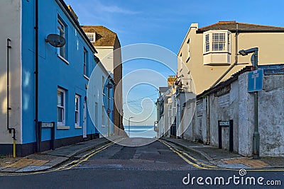 Prospect Hill, a very short road leading to the sea in the town of Herne Bay Editorial Stock Photo