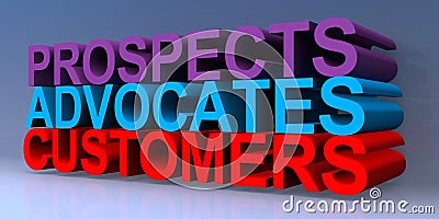 Prospects advocates customers on blue Stock Photo