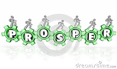 Prosper Word Gears Earning Money Company Business Working to Succeed Stock Photo