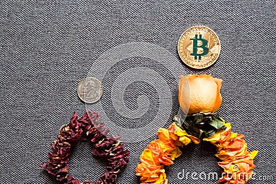 Prosperity of Bitcoin and the decline of dollar Stock Photo