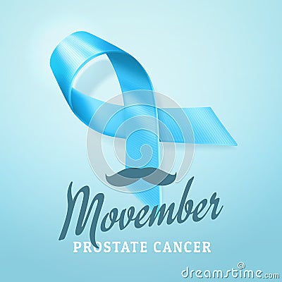 Prostate Cancer awareness, blue ribbon background. Prostate cancer awareness symbol isolated on blue background Vector Illustration