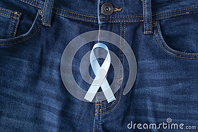 Prostate Cancer Awareness, light Blue Ribbon Stock Photo