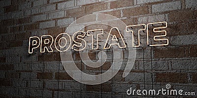 PROSTATE - Glowing Neon Sign on stonework wall - 3D rendered royalty free stock illustration Cartoon Illustration