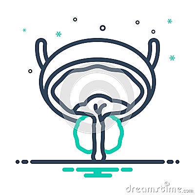 Mix icon for Prostate, inflamed nd urethra Vector Illustration