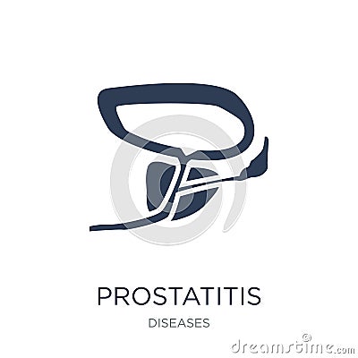 Prostatitis icon. Trendy flat vector Prostatitis icon on white b Vector Illustration