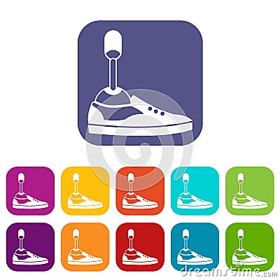 Prosthetic leg icons set Vector Illustration