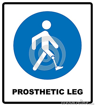 Prosthetic leg sign. Mandatory blue symbol isolated on white, vector illustration Vector Illustration