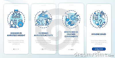 Prosthetics replace conditions onboarding mobile app page screen with concepts Vector Illustration