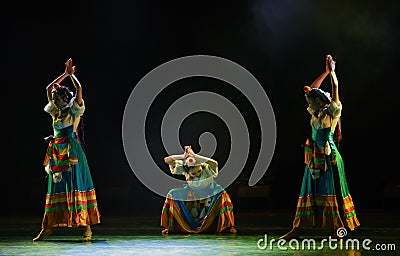 Prostrate oneself in worship-The national folk dance Editorial Stock Photo