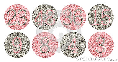 Protanopia Red Color Blindness Daltonism Ishihara Test Number Vector Illustration