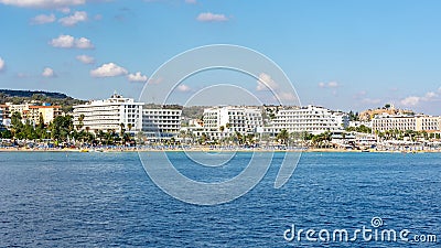 Protaras coastline with hotels and beaches, Cyprus Editorial Stock Photo