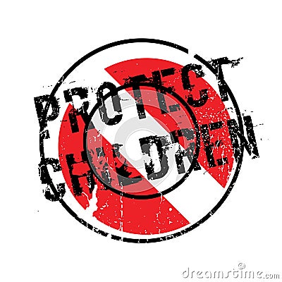 Protect Children rubber stamp Vector Illustration