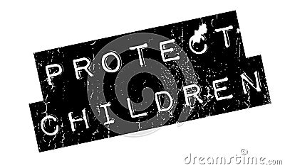 Protect Children rubber stamp Vector Illustration