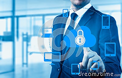 Protect cloud information data concept. Security and safety of cloud data Stock Photo