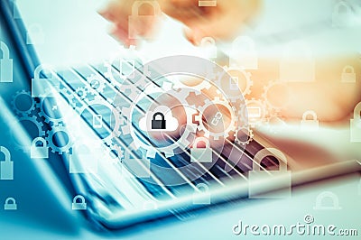 Protect cloud information data concept. Security and safety of cloud data Stock Photo