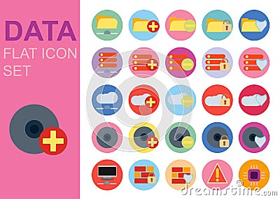 Protect data universal flat technology icons set vector illustration design. Web network symbol application Vector Illustration