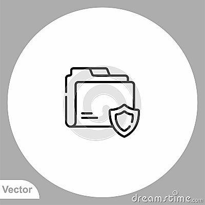 Protect folder vector icon sign symbol Cartoon Illustration