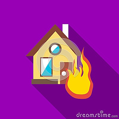 Protect home from fire icon, flat style Cartoon Illustration