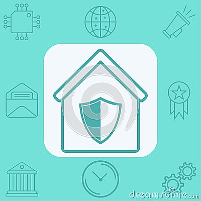 Protect home vector icon sign symbol Cartoon Illustration