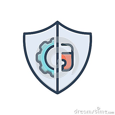 Color illustration icon for Protect, defend and folder Vector Illustration