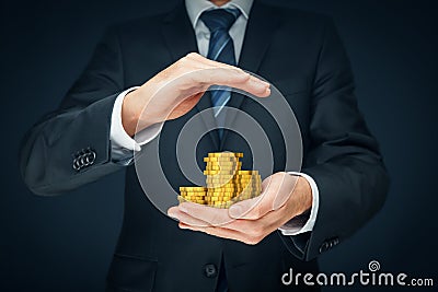 Protect investments and savings financial concept Stock Photo