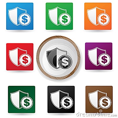 Protect money symbol,Colorful buttons Stock Photo