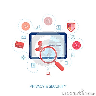 Protect network privacy and data security flat Vector Illustration