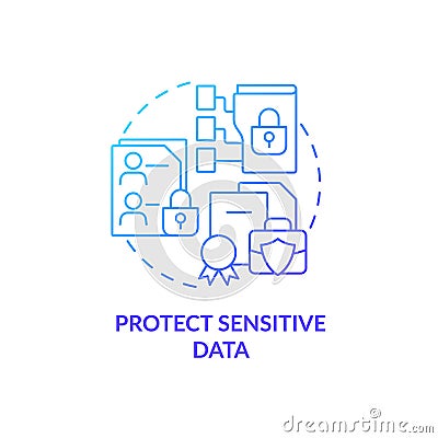 Protect sensitive data blue gradient concept icon Vector Illustration