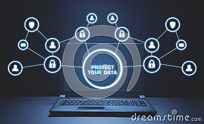 Protect Your Data. Concept Of Cyber Security Stock Photo