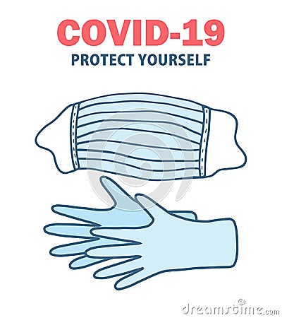 Protect yourself from coronavirus. Sticker for social media content Cartoon Illustration
