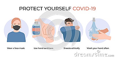 Coronavirus, protect yourself covid-19, wear face mask Vector Illustration