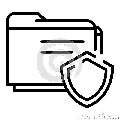 Protected folder icon, outline style Vector Illustration