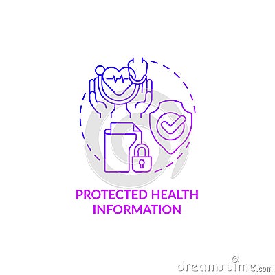 Protected health information purple gradient concept icon Vector Illustration