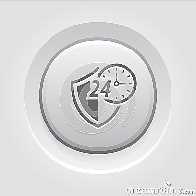 Protected 24-hour Icon. Flat Design Stock Photo