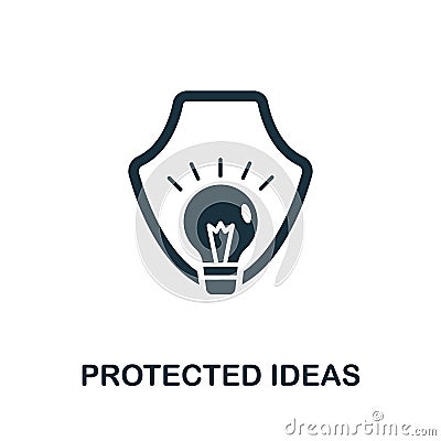 Protected Ideas icon. Simple illustration from digital law collection. Creative Protected Ideas icon for web design Vector Illustration