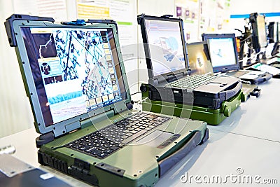 Rugged industrial computers and laptops Stock Photo