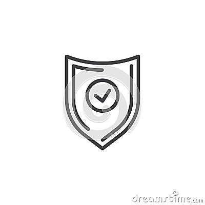 Protected security shield line icon Vector Illustration