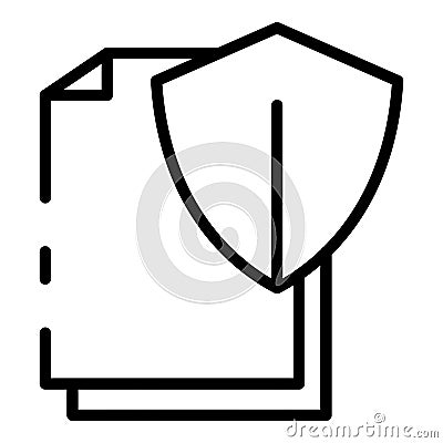 Protected shield document icon, outline style Vector Illustration
