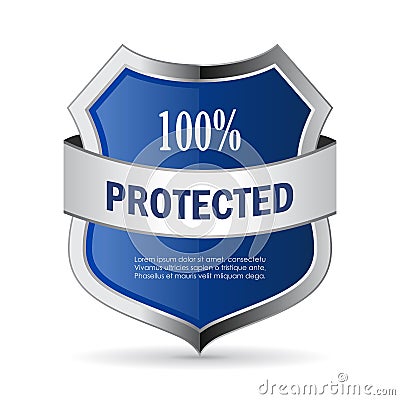 100 protected shield security vector icon Vector Illustration