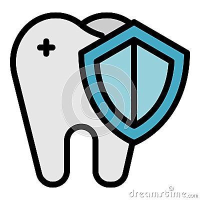 Protected tooth icon color outline vector Vector Illustration