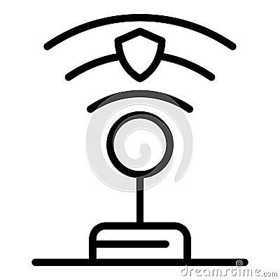 Protected wifi icon, outline style Vector Illustration